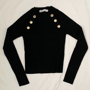 NWT Ribbed Sweater with Gold Button Detail